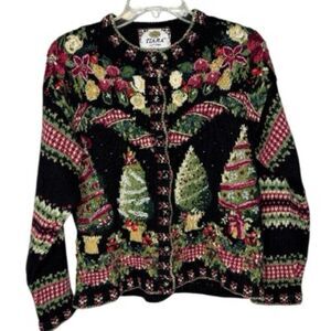 Tiara Vintage Holiday Cardigan Sweater. Size Small Petite.
